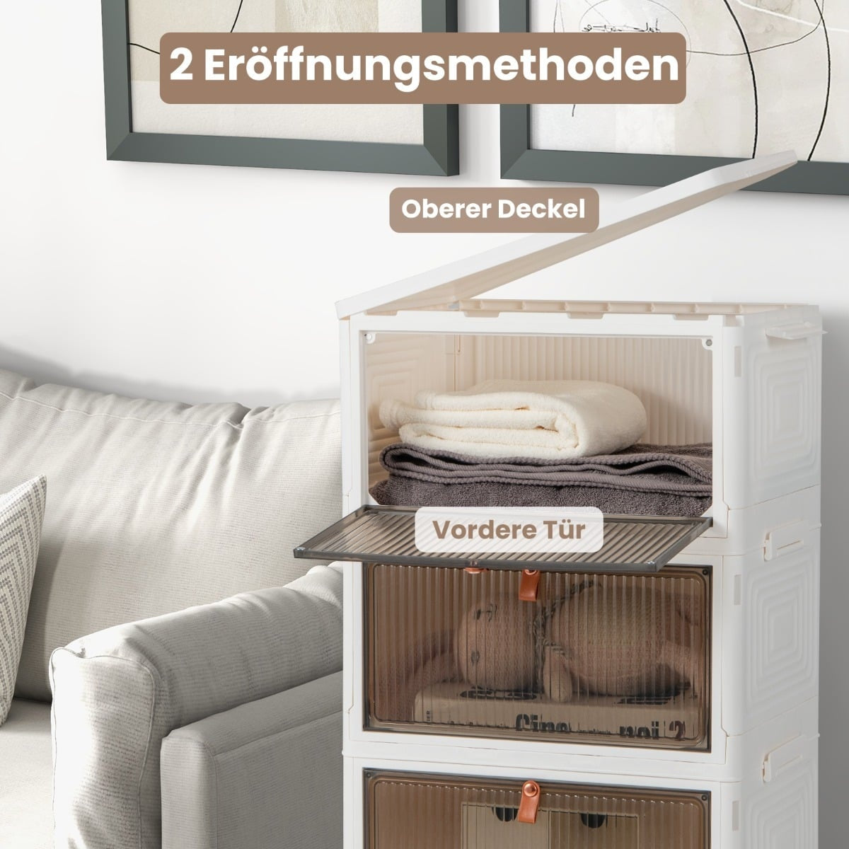 Stackable Shoe Storage Box with Magnetic Doors & Wheels