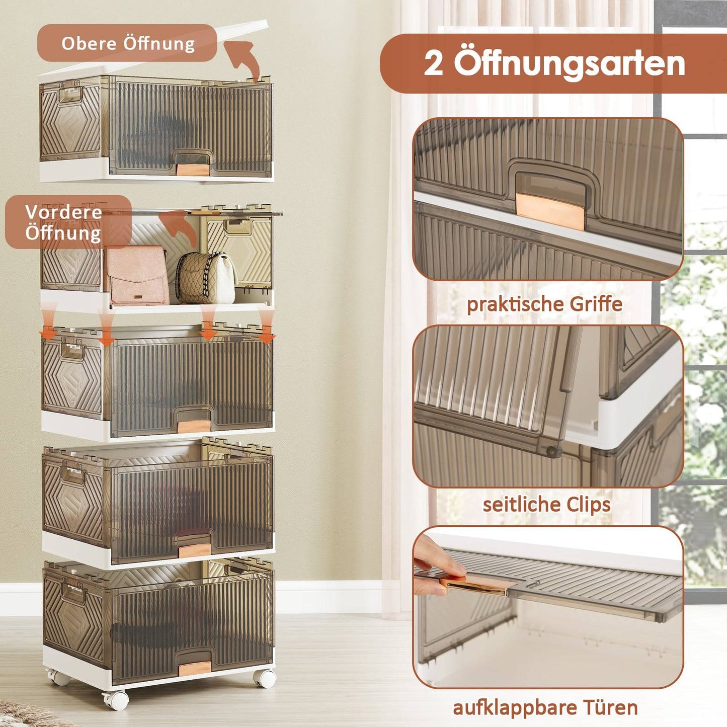 Stackable Shoe Storage Box with Wheels, 85L Capacity