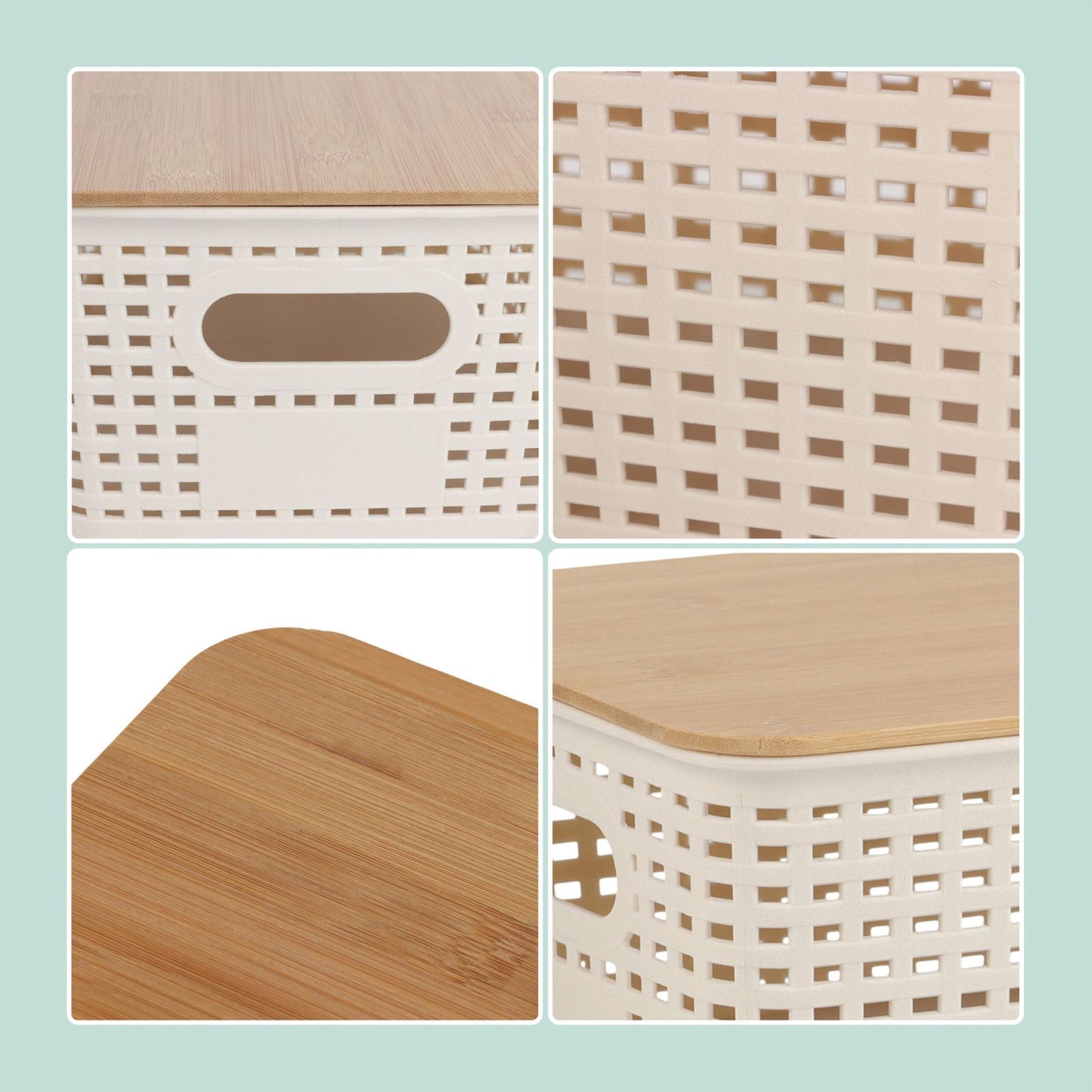 Stackable Storage Box Set with Bamboo Lid
