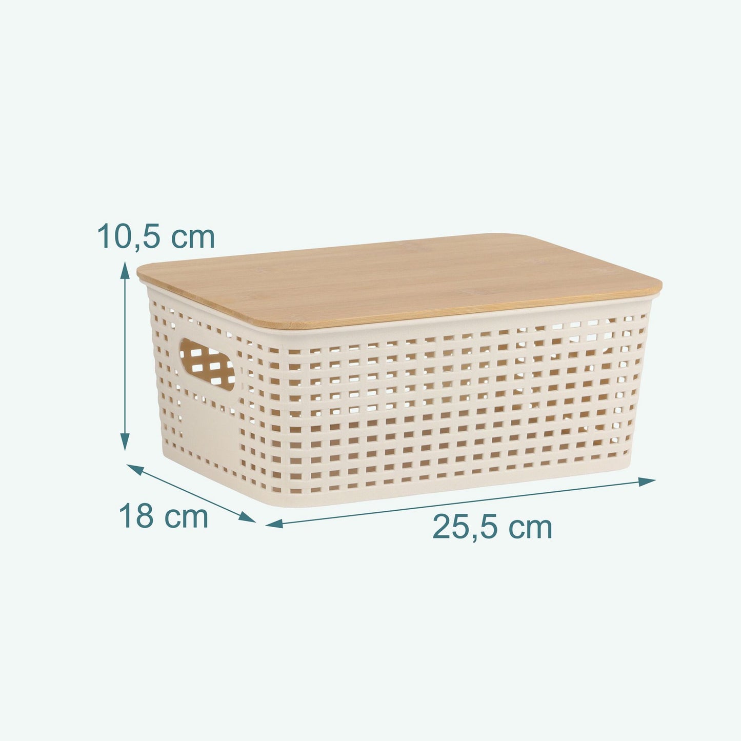 Stackable Storage Box Set with Bamboo Lid, Perforated Design