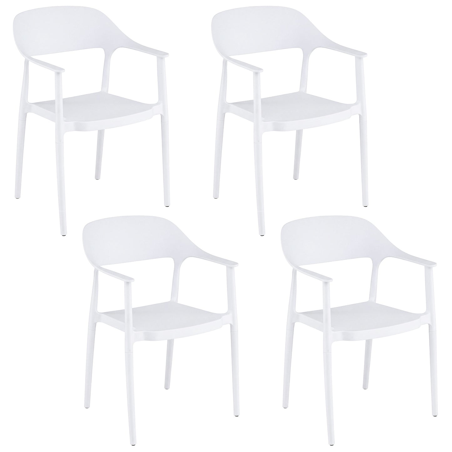 Stackable White Dining Chairs Set of 4, 150kg Capacity