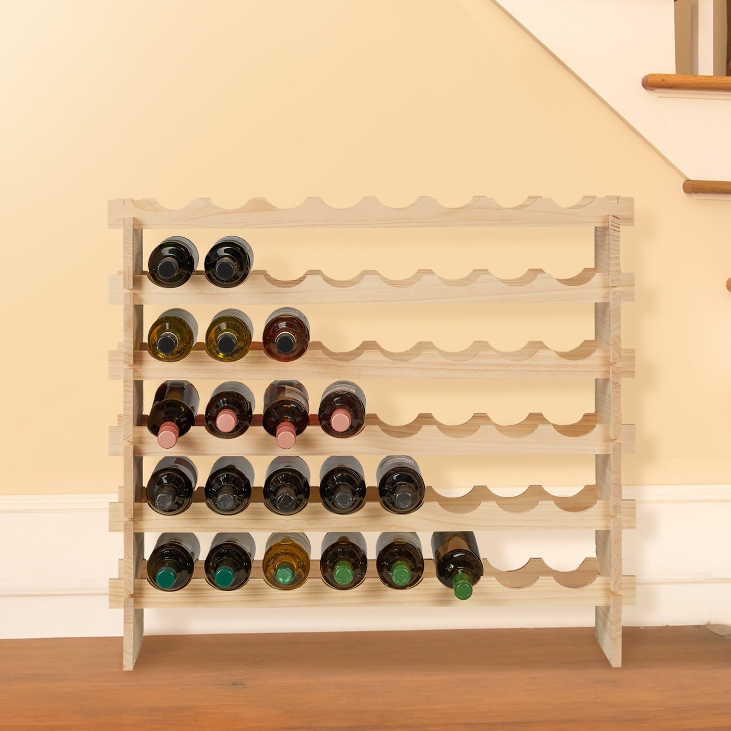 Stackable Wooden Wine Rack for 48 Bottles