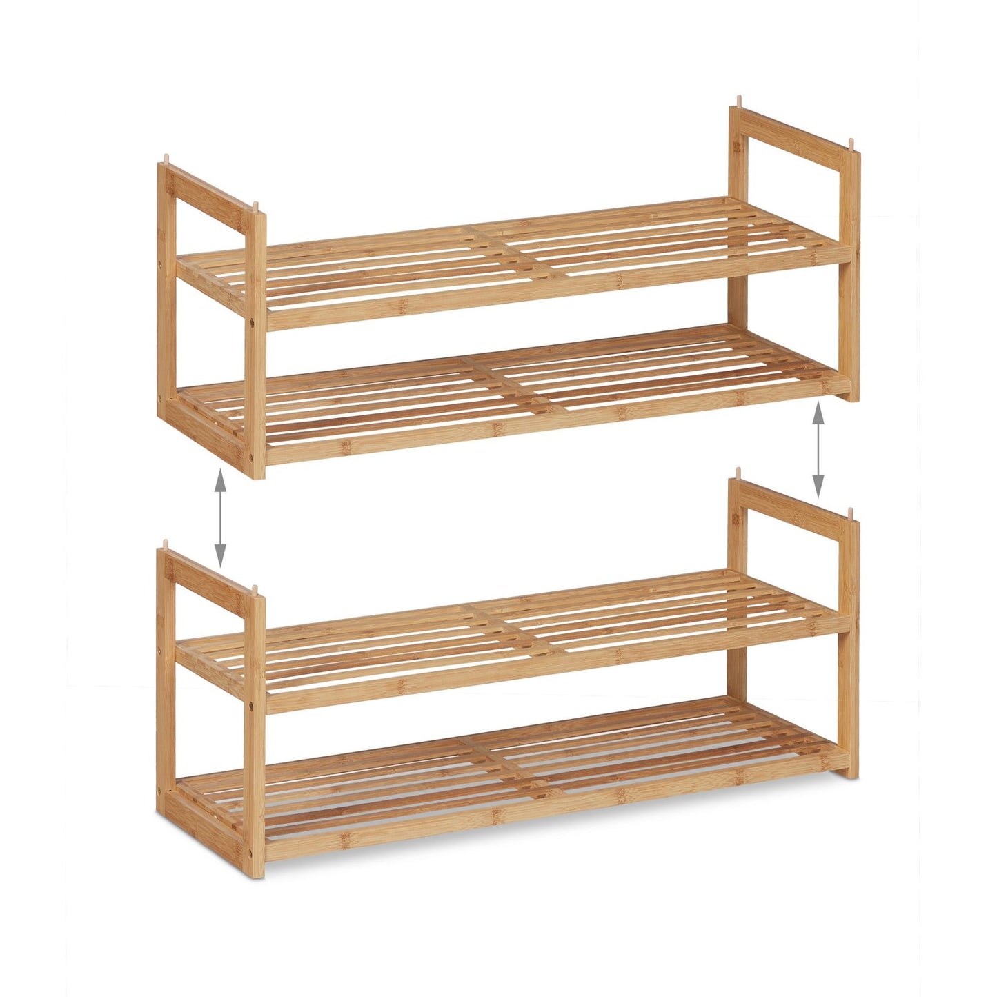 Stackable bamboo shoe rack