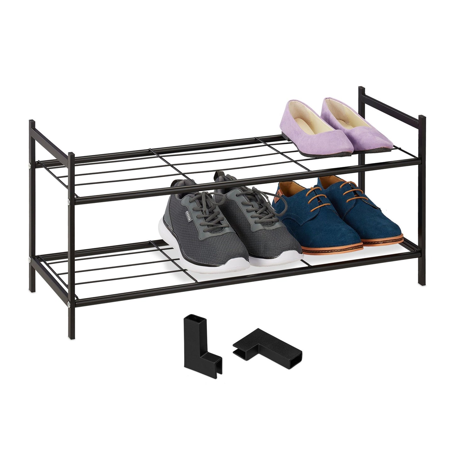 Stackable shoe shelf in metal