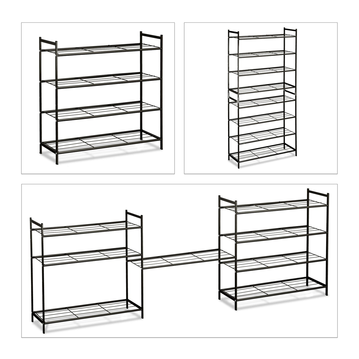 Stackable shoe shelf with 4 shelves