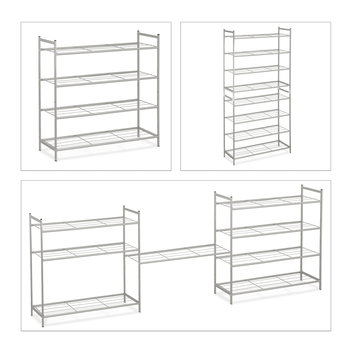Stackable shoe shelf with 4 shelves