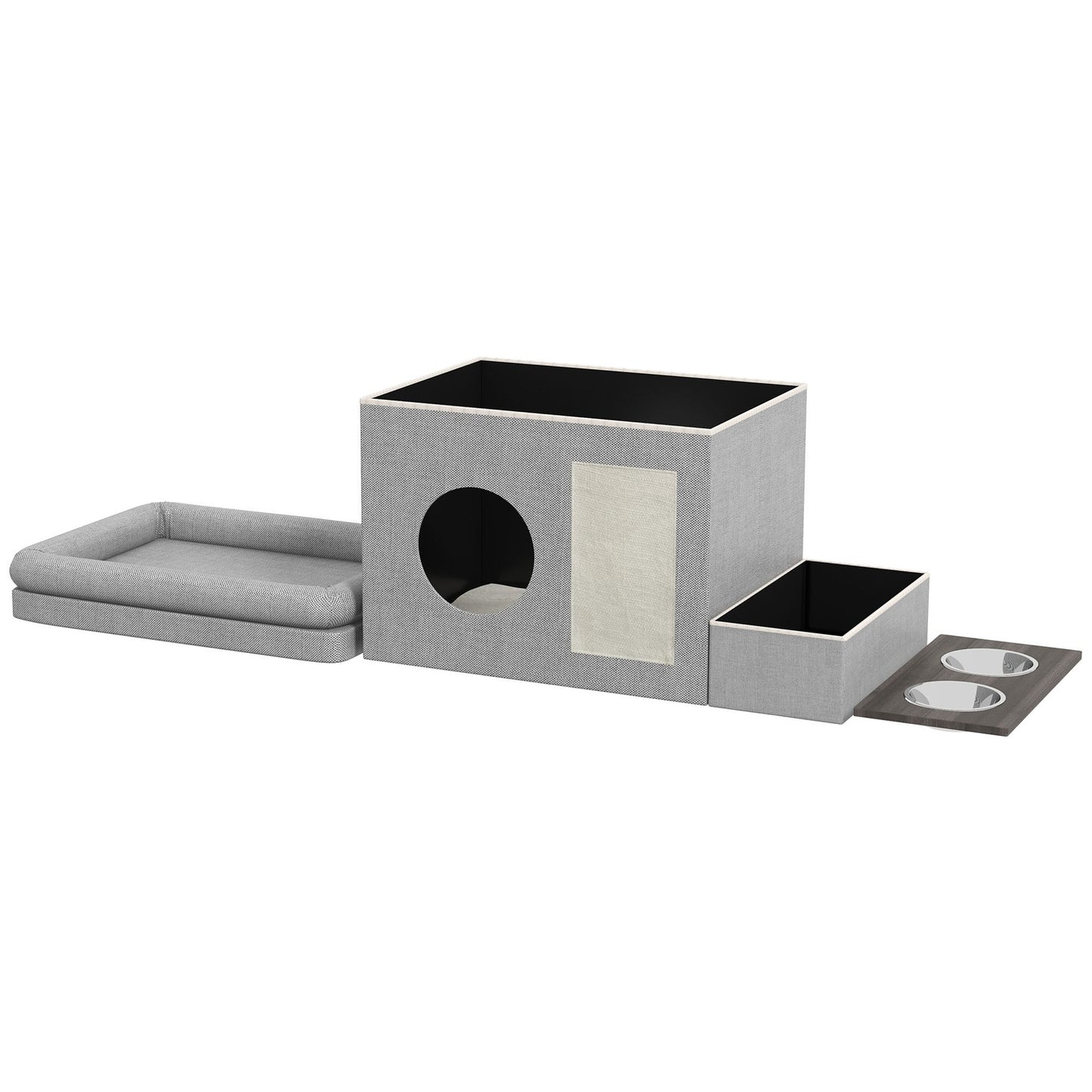 Feeding bowls in stainless steel, 2 bowls, gray