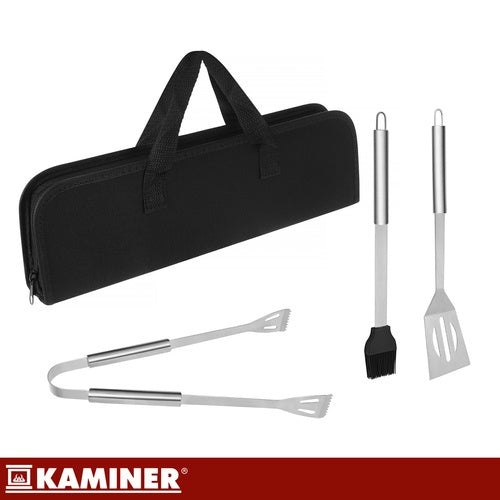 Stainless Steel Grill Tool Set with Case – 3 Pieces