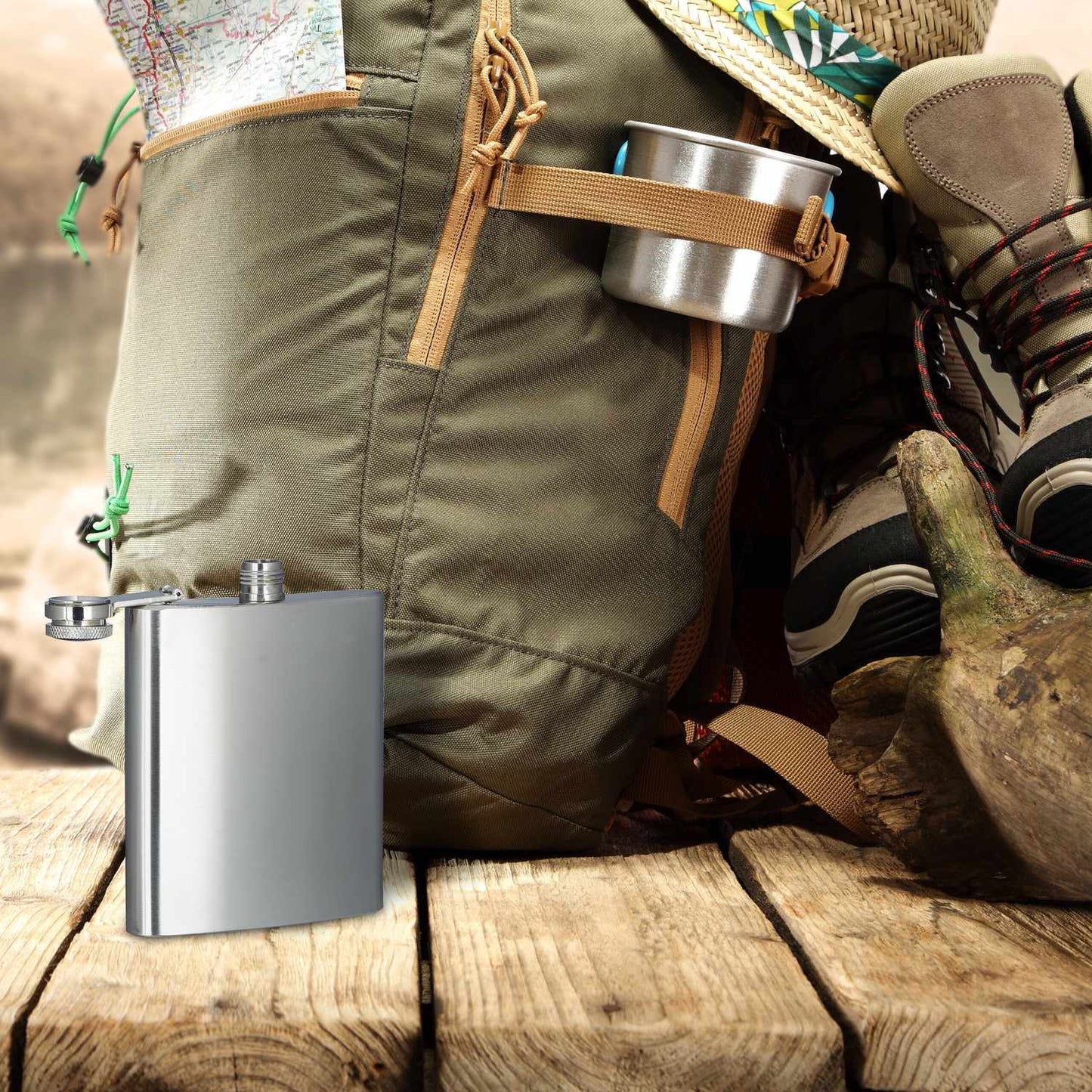 Stainless Steel Hip Flasks, Set of 2, 200ml