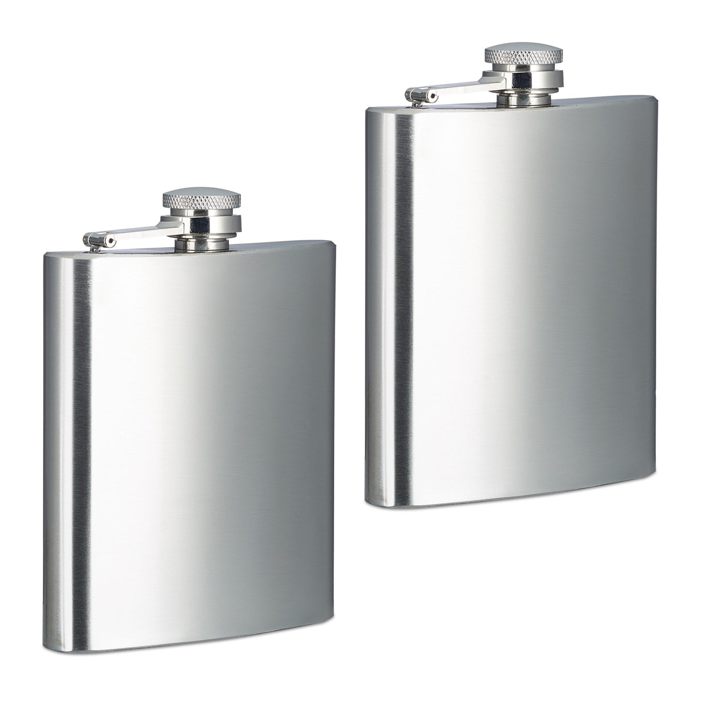 Stainless Steel Hip Flasks, Set of 2, 200ml