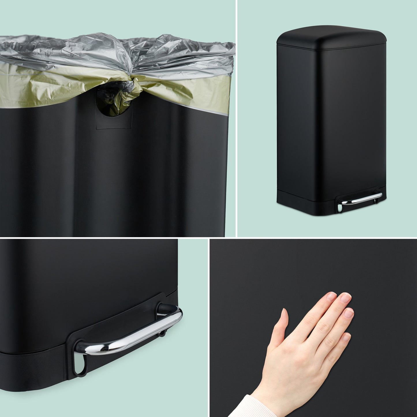 Stainless Steel Kitchen Bin, 30L with Pedal & Bags