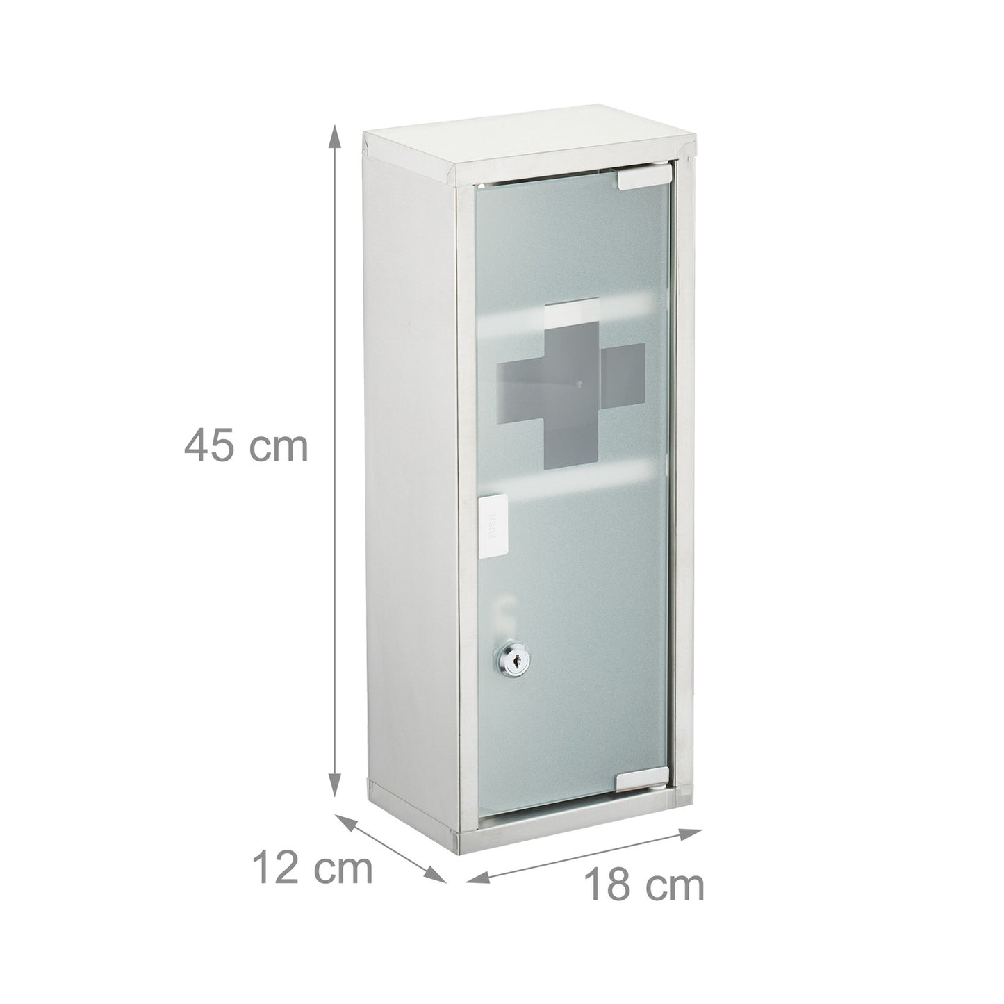Stainless Steel Medicine Cabinet with Lock, 3 Compartments