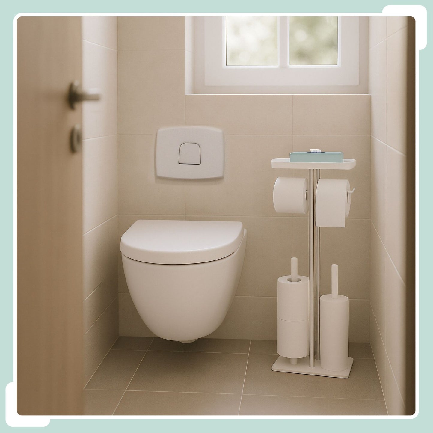 Stainless Steel Toilet Kit with Shelf and Spare Roll Holder