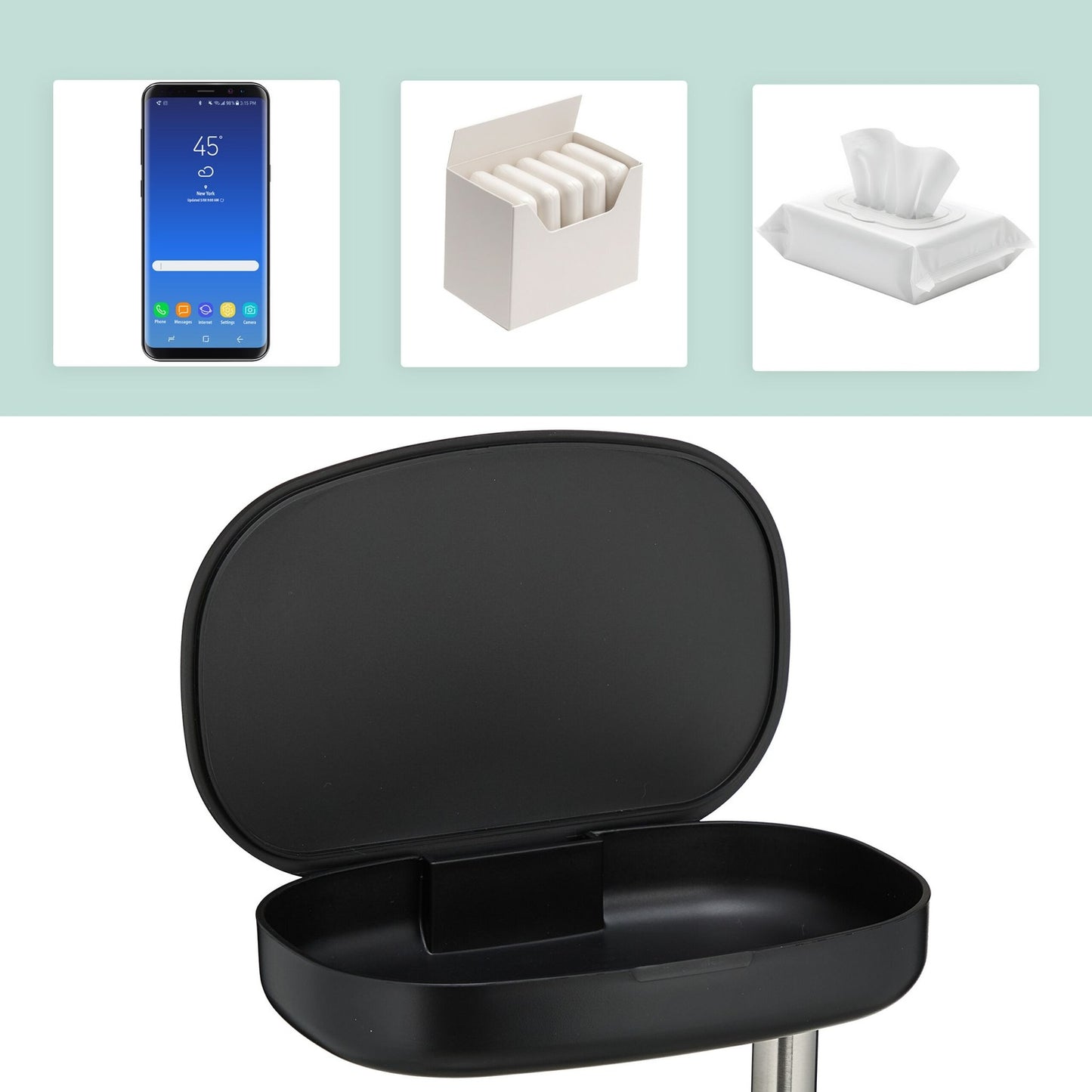 Stainless Steel Toilet Roll Holder with Shelf