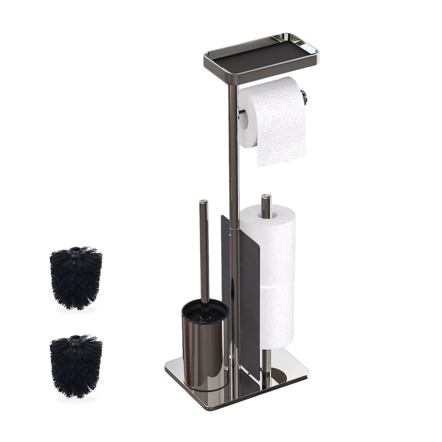 Stainless Steel Toilet Stand with Shelf and Brush