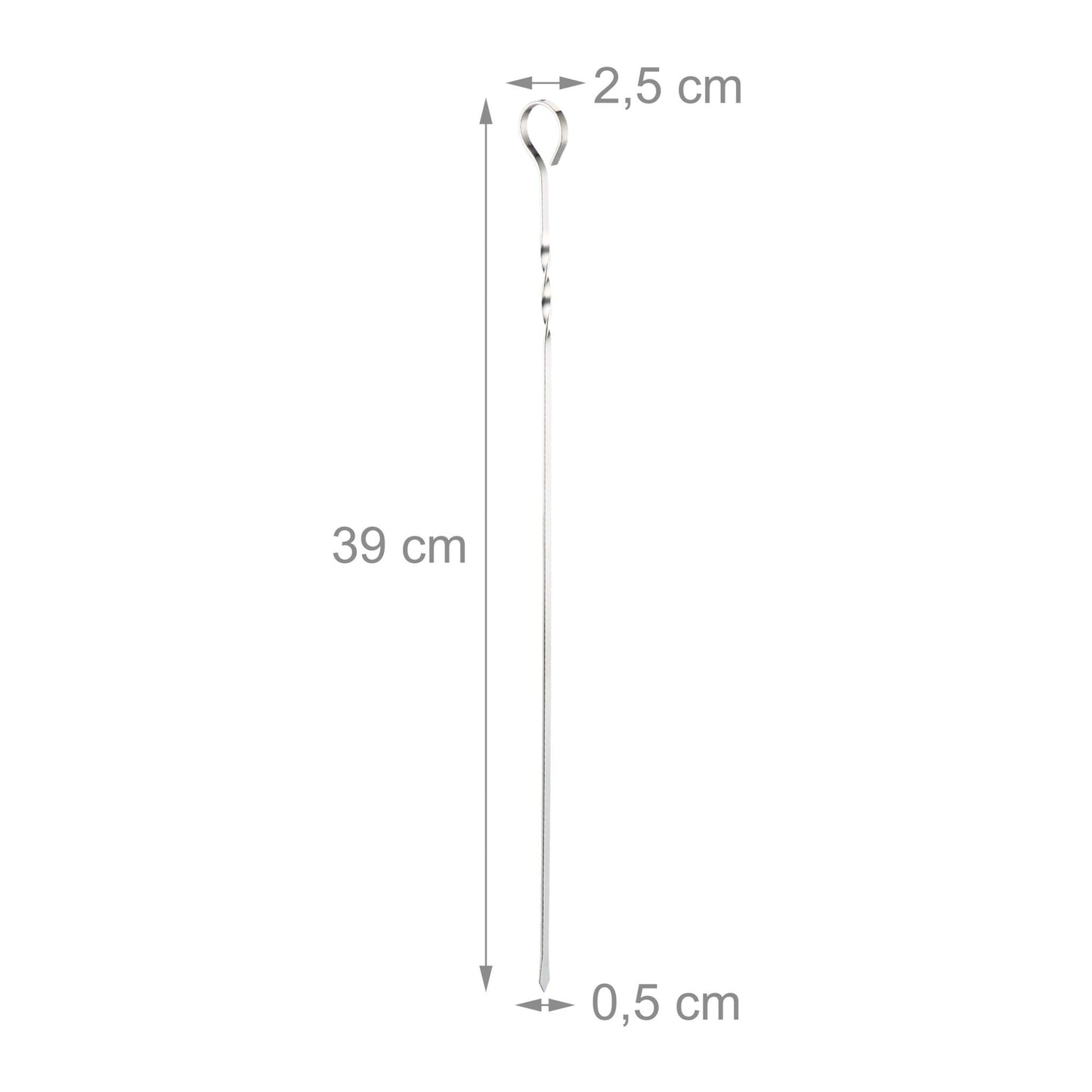 Stainless steel barbecue skewers in a set of 20