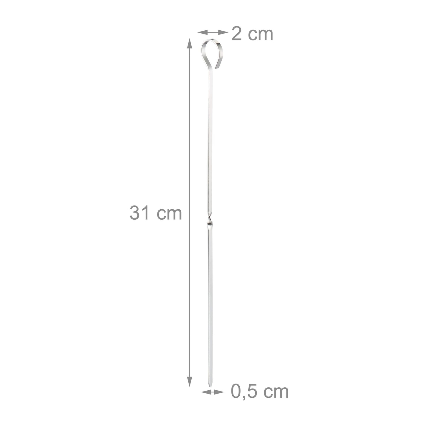 Stainless steel barbecue skewers in a set of 20
