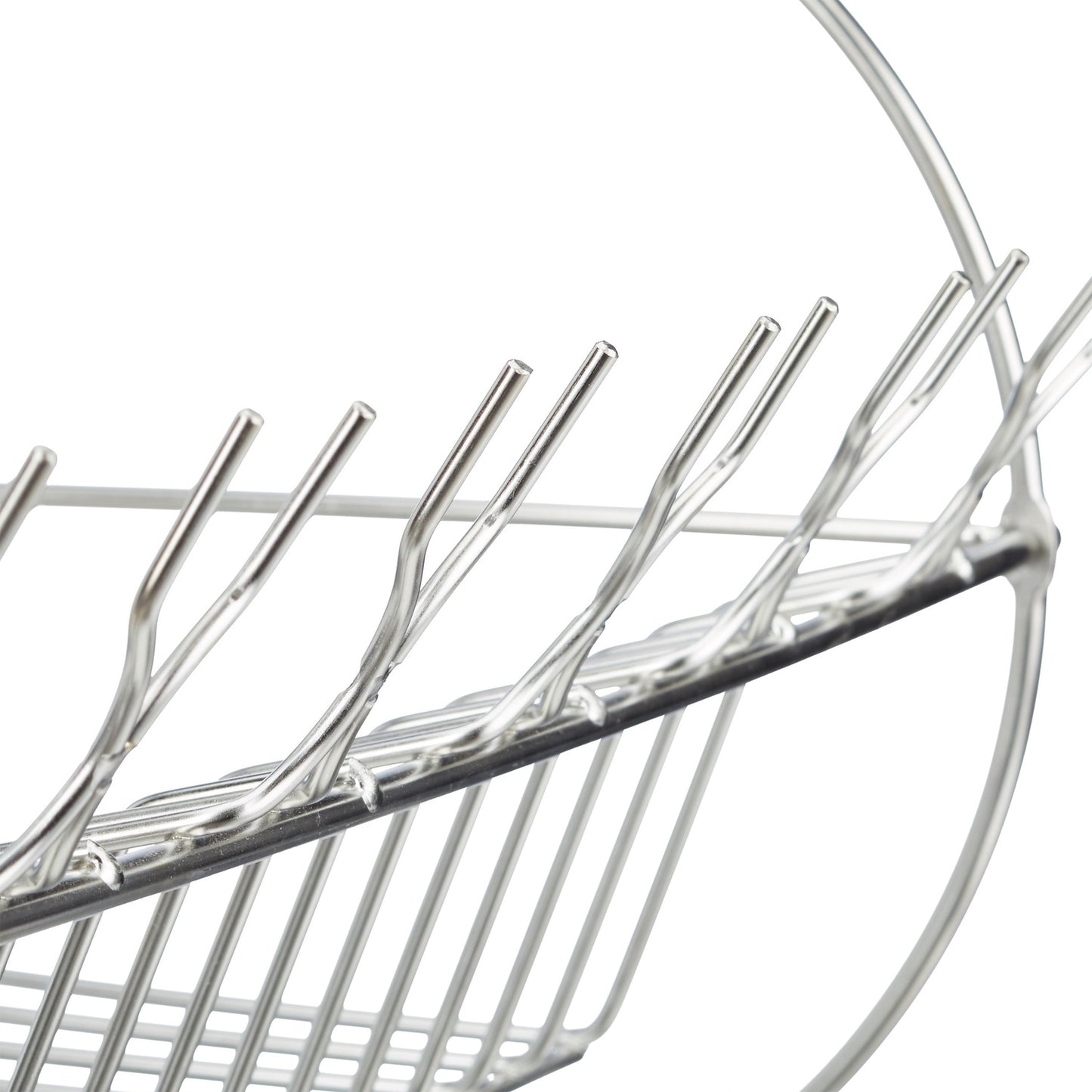 Stainless steel dish rack with glass holder