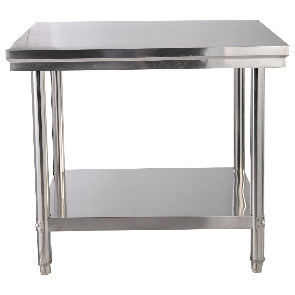 Stainless steel kitchen table work table gastro table with intermediate shelf 92x61x90cm