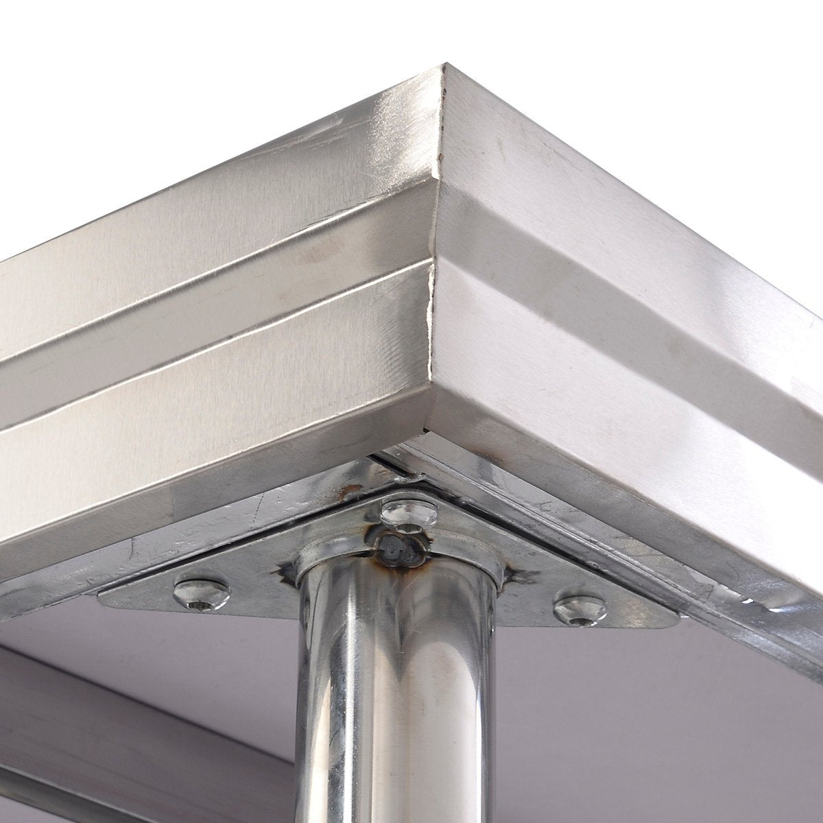 Stainless steel kitchen table work table gastro table with intermediate shelf 92x61x90cm