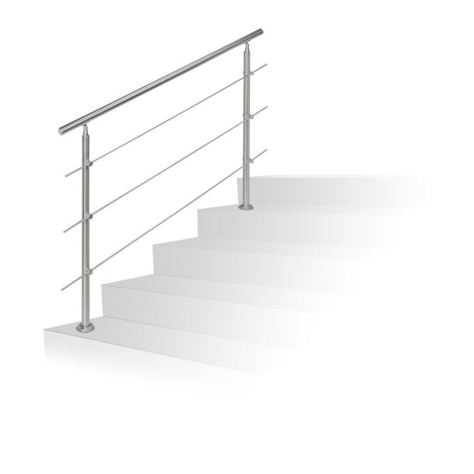 Stainless steel stair railings 1.5m / 2 posts / 3 crossbars