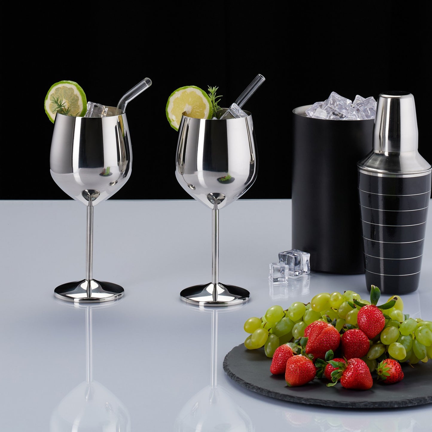 Stainless steel wine glasses, set of 4