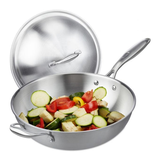 Stainless steel wok with lid