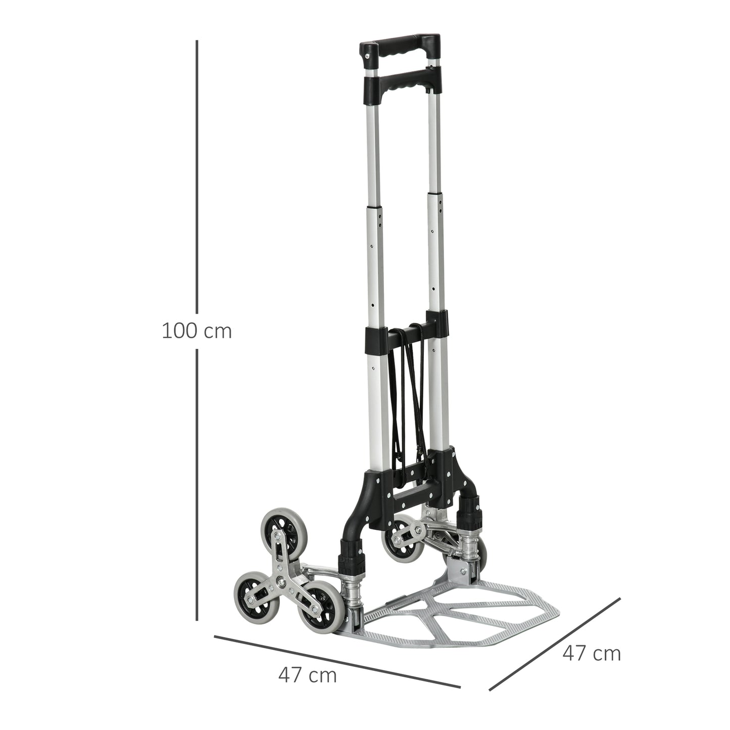 Folding aluminum stair climber with 6 wheels, 70 kg capacity