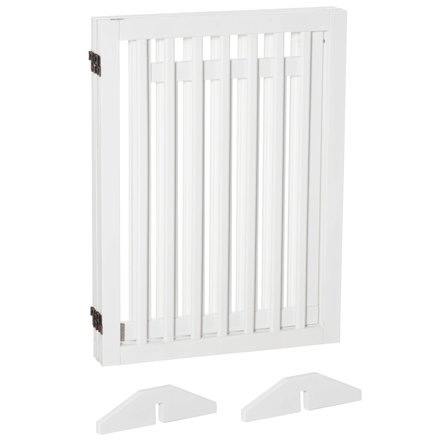 Folding stair gate, Drill-free, White, 81cm, Freestanding
