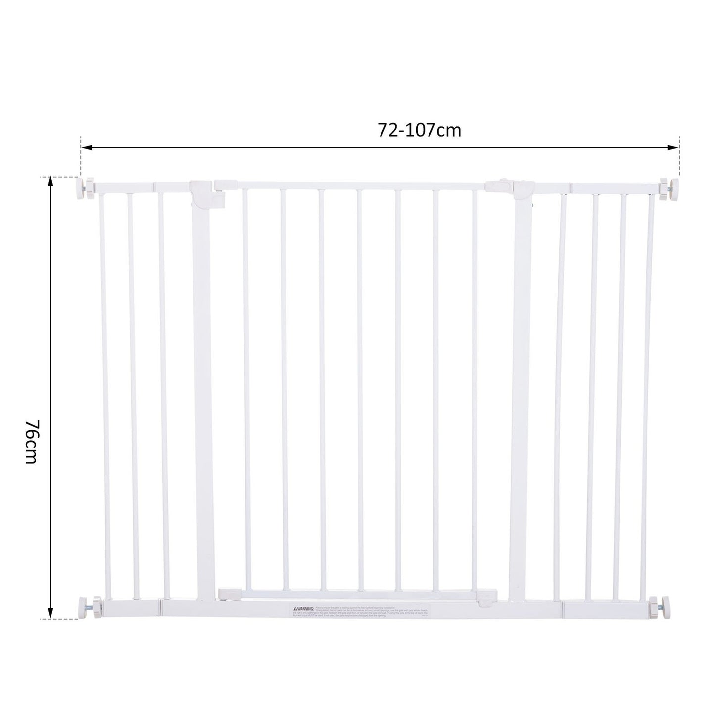 Adjustable metal stair gate - Drill-free, 76-107 cm, White