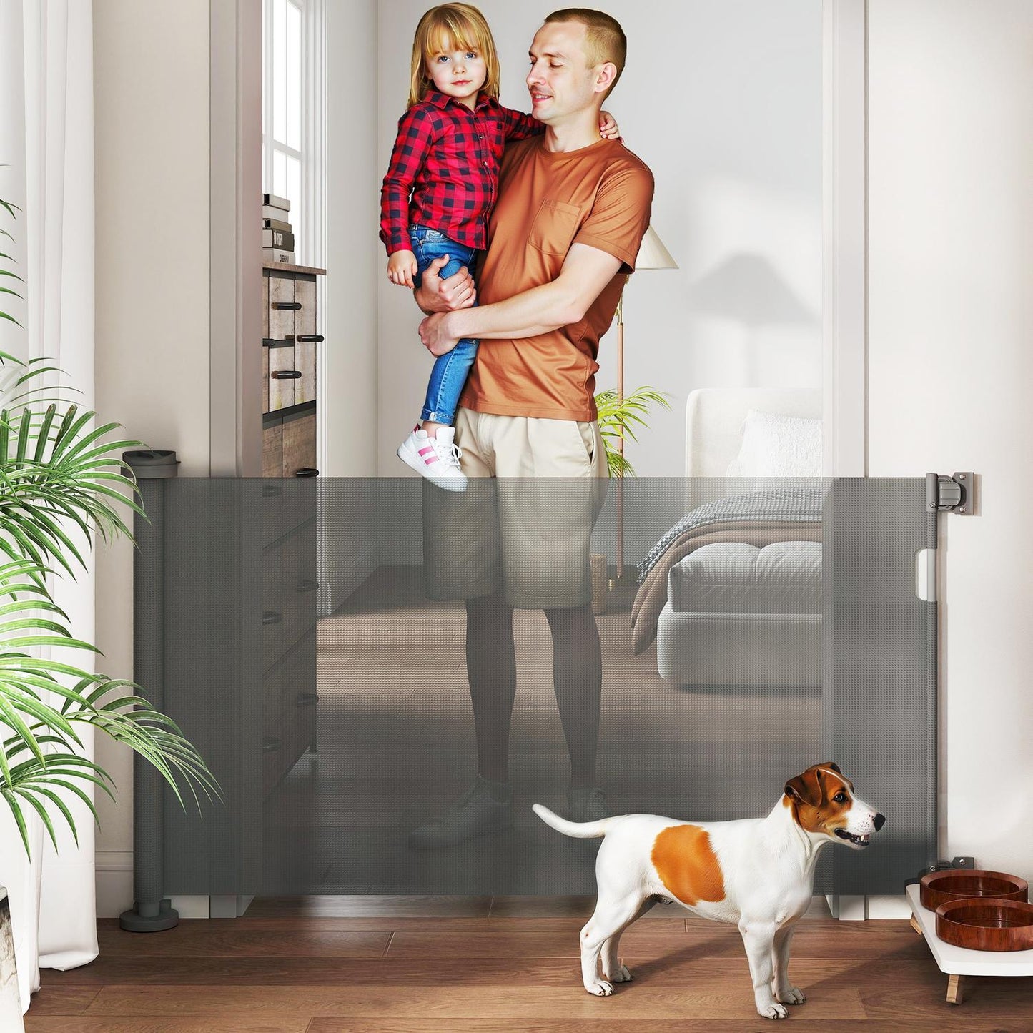 Retractable Pet Gate, Extendable 0-136cm, 87cm High