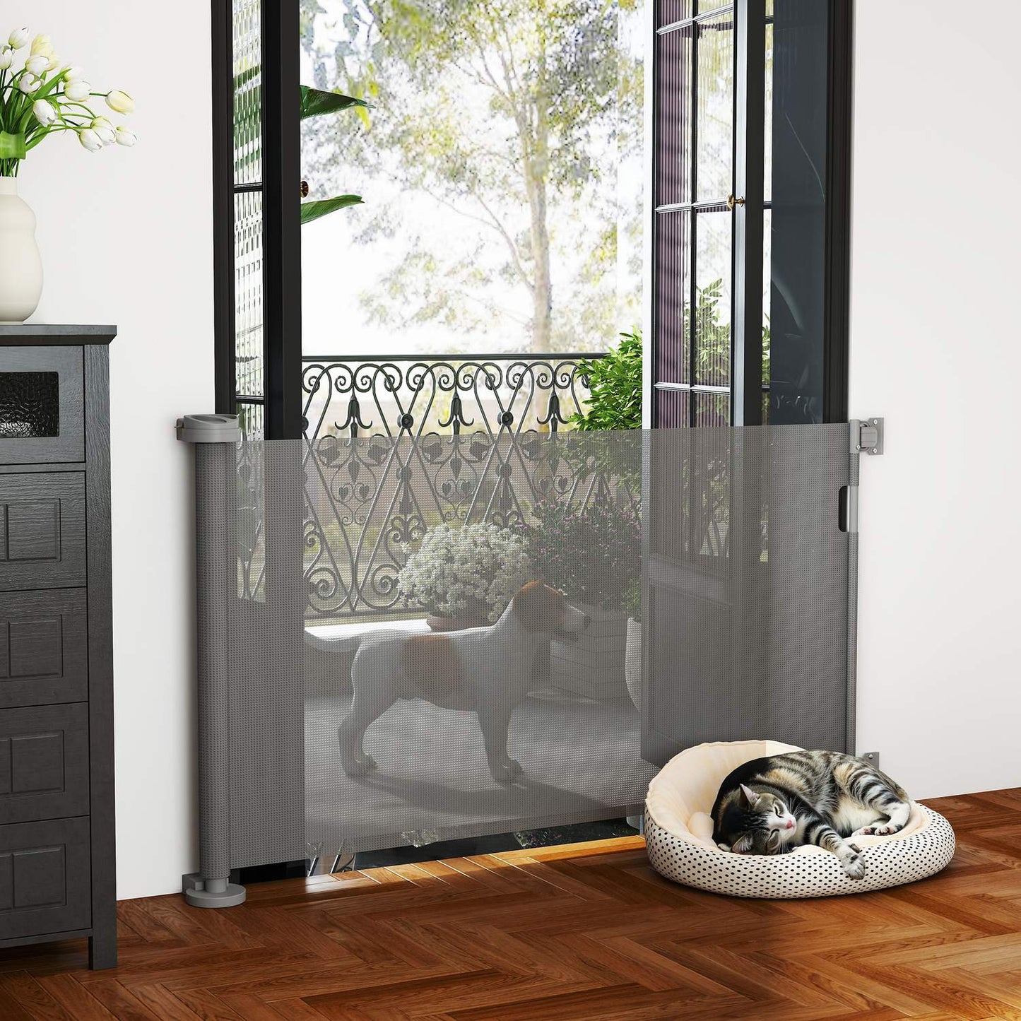 Retractable Pet Gate, Extendable 0-136cm, 87cm High