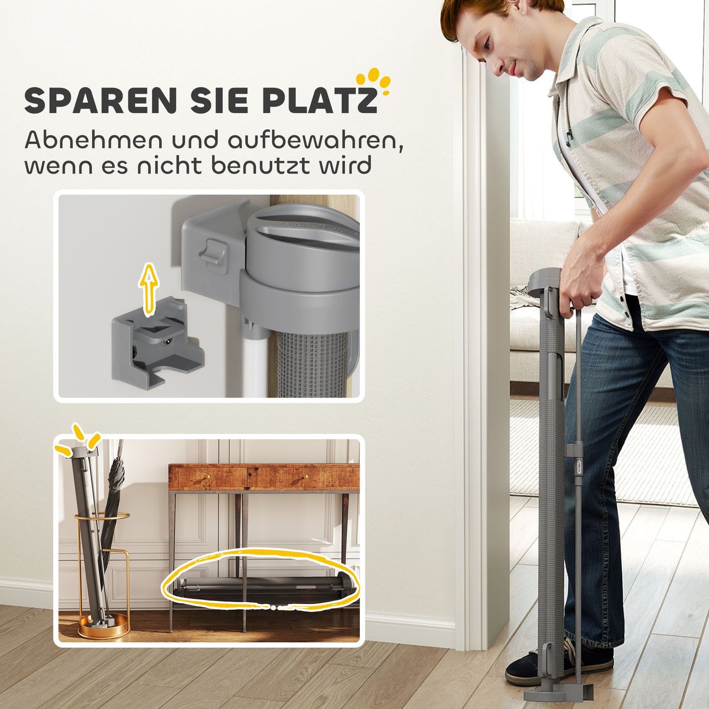 Retractable Pet Gate, Extendable 0-136cm, 87cm High