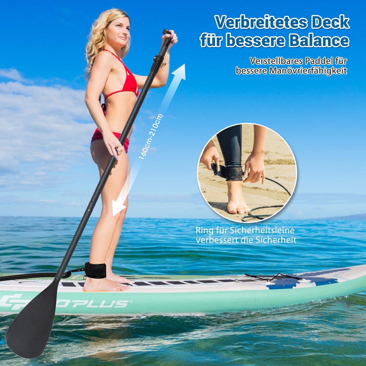 Stand Up Surfboard Inflatable Surfboard Paddle Board 320 x 76 x 15 cm Green
