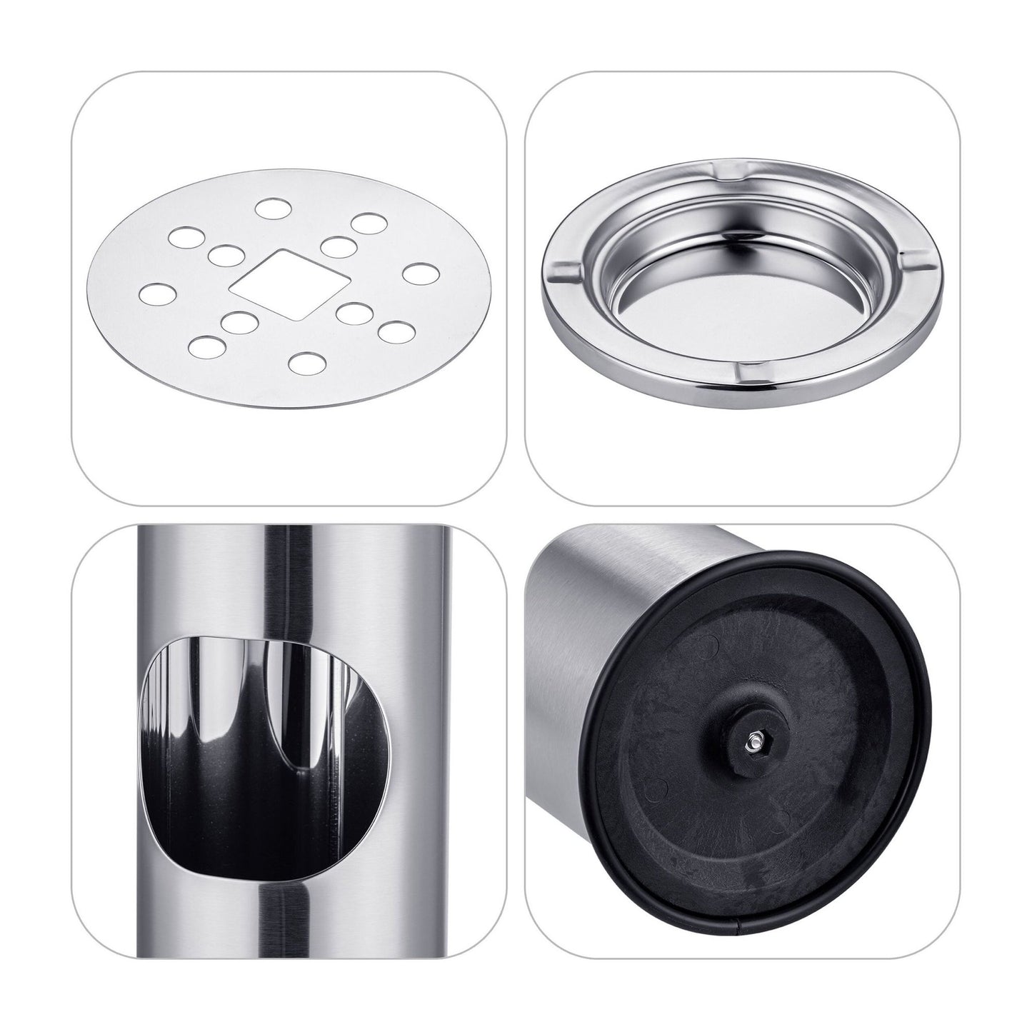 Standing Ashtray with 8L Bin – Stainless Steel