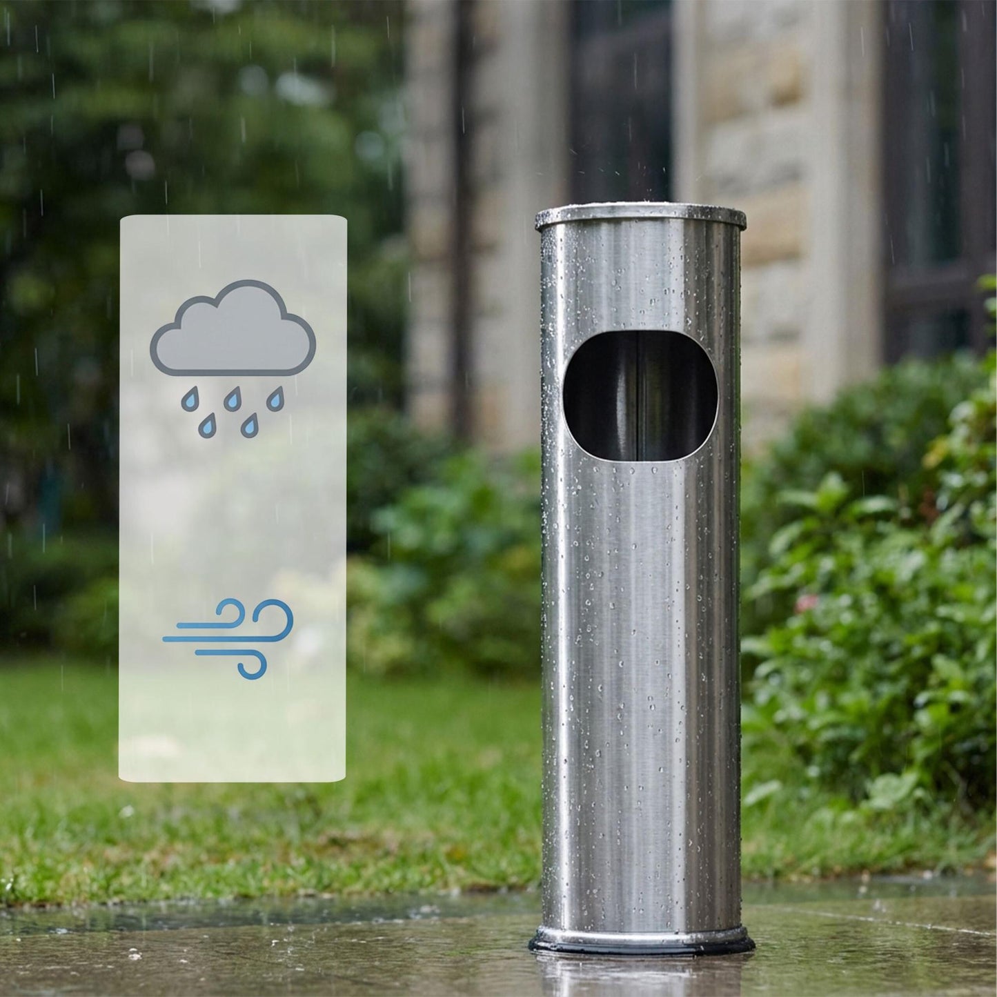 Standing Ashtray with 8L Bin – Stainless Steel