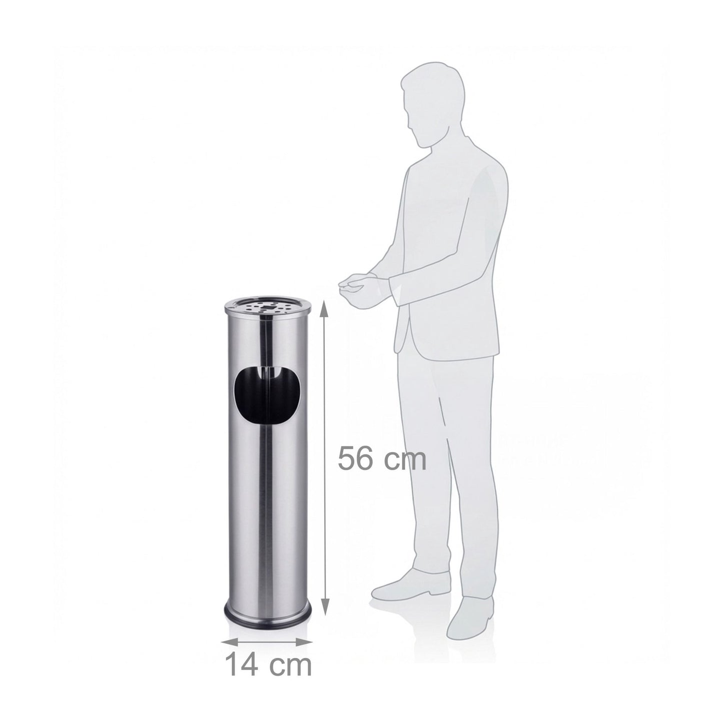 Standing Ashtray with 8L Bin – Stainless Steel