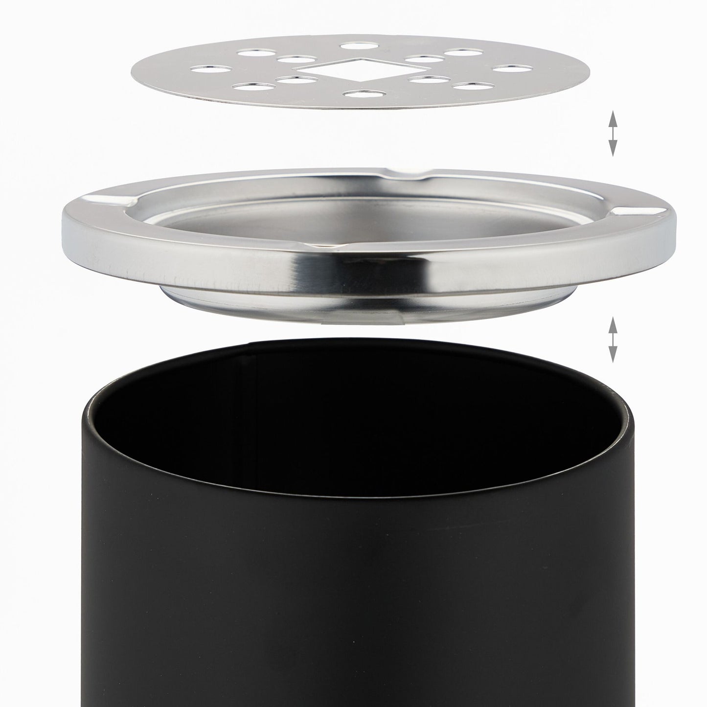 Standing Ashtray with Waste Bin, 56 cm, Black