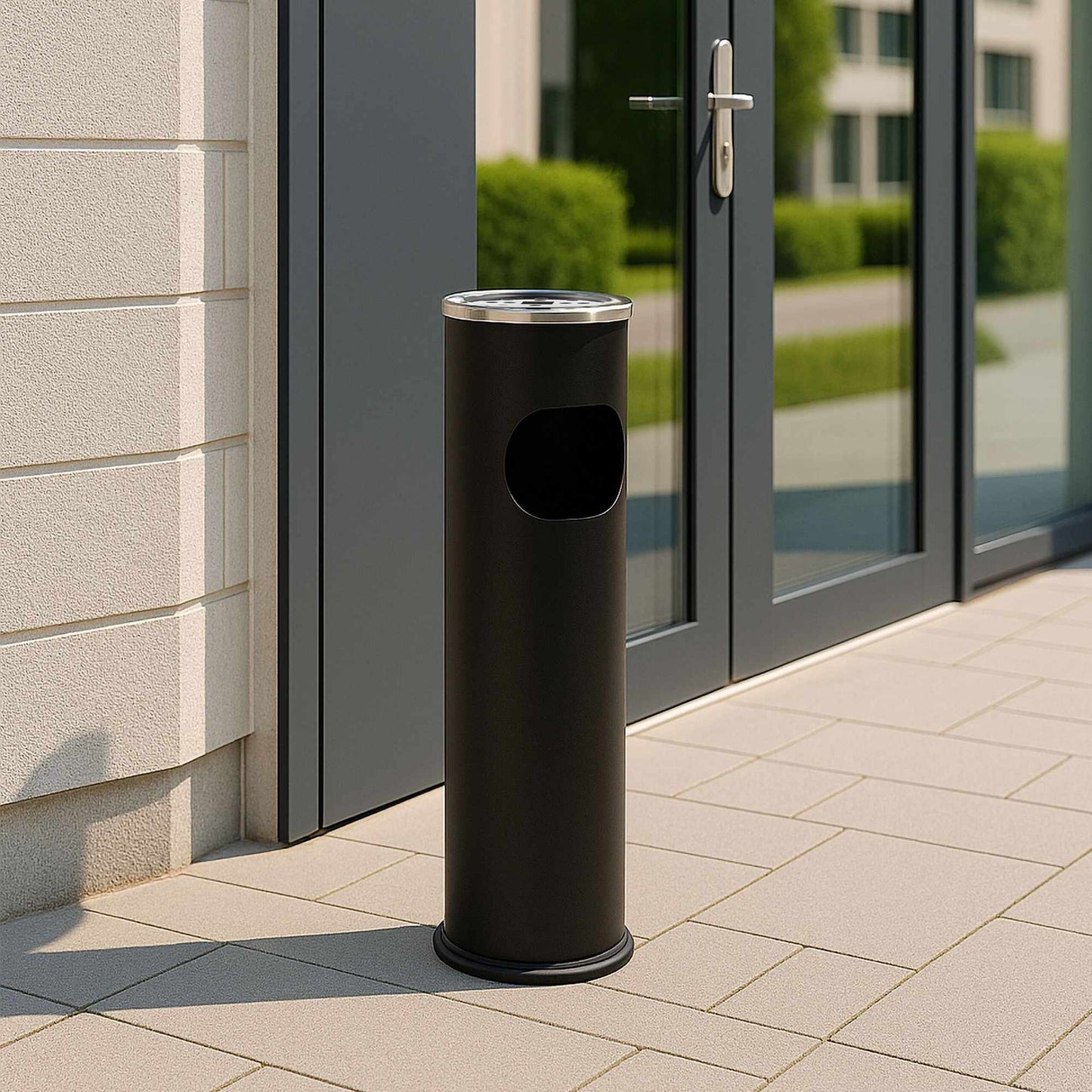 Standing Ashtray with Waste Bin, 56 cm, Black