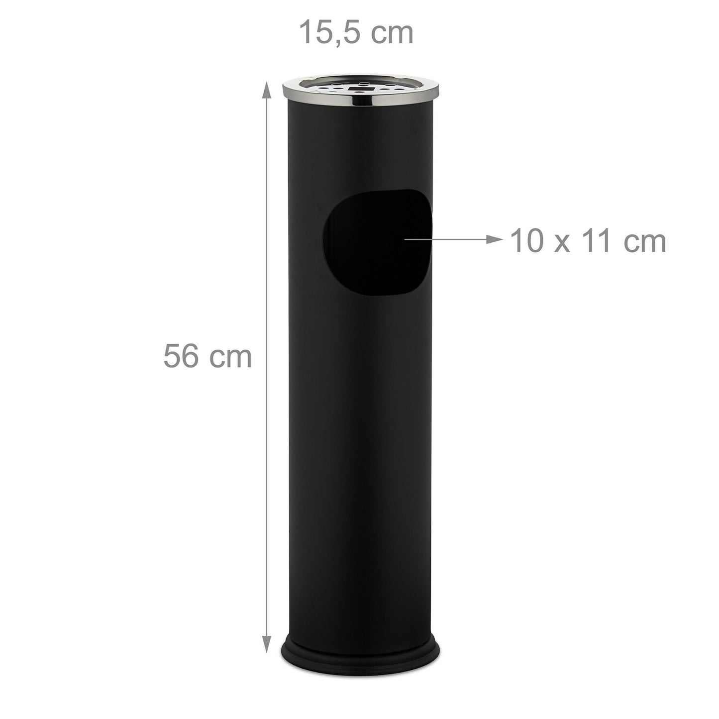 Standing Ashtray with Waste Bin, 56 cm, Black
