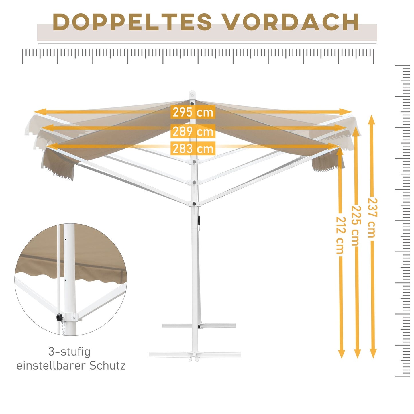Beige Patio Awning With Folding Arm 3x3M