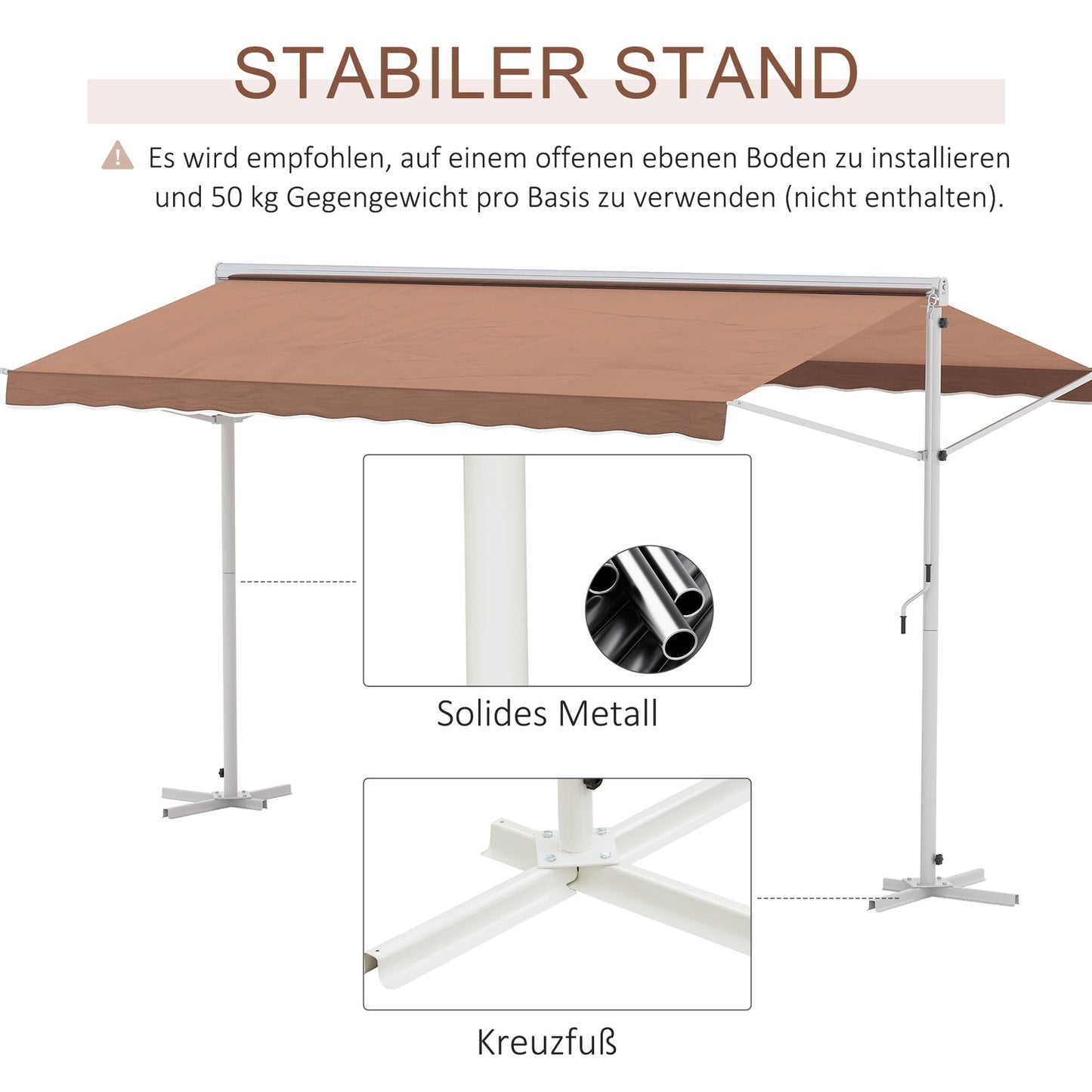 Brown folding arm awning, 4.5x3.4m – Patio & Garden