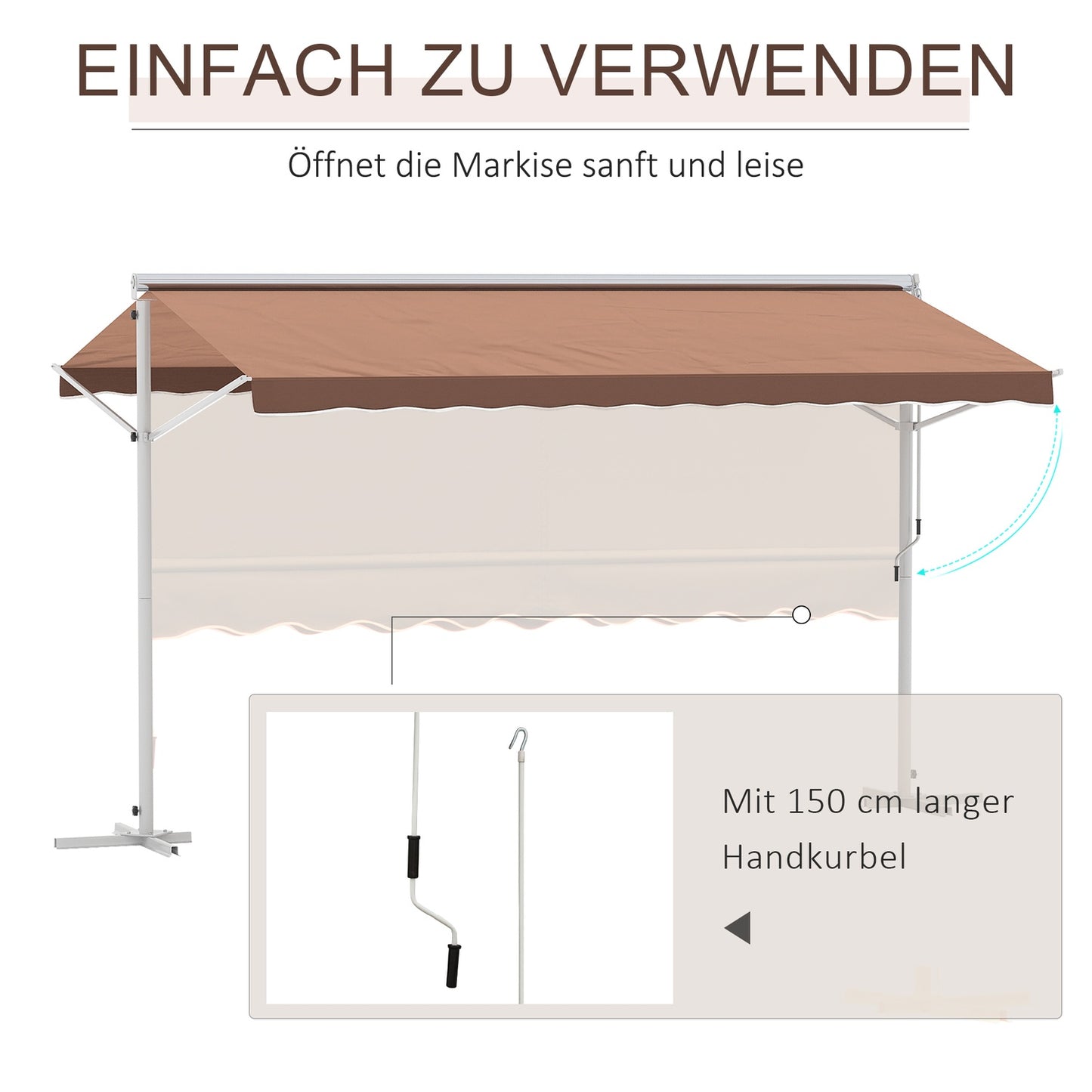Brown folding arm awning, 4.5x3.4m – Patio & Garden