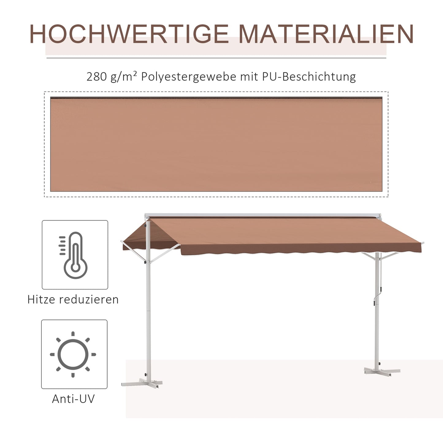 Brown folding arm awning, 4.5x3.4m – Patio & Garden