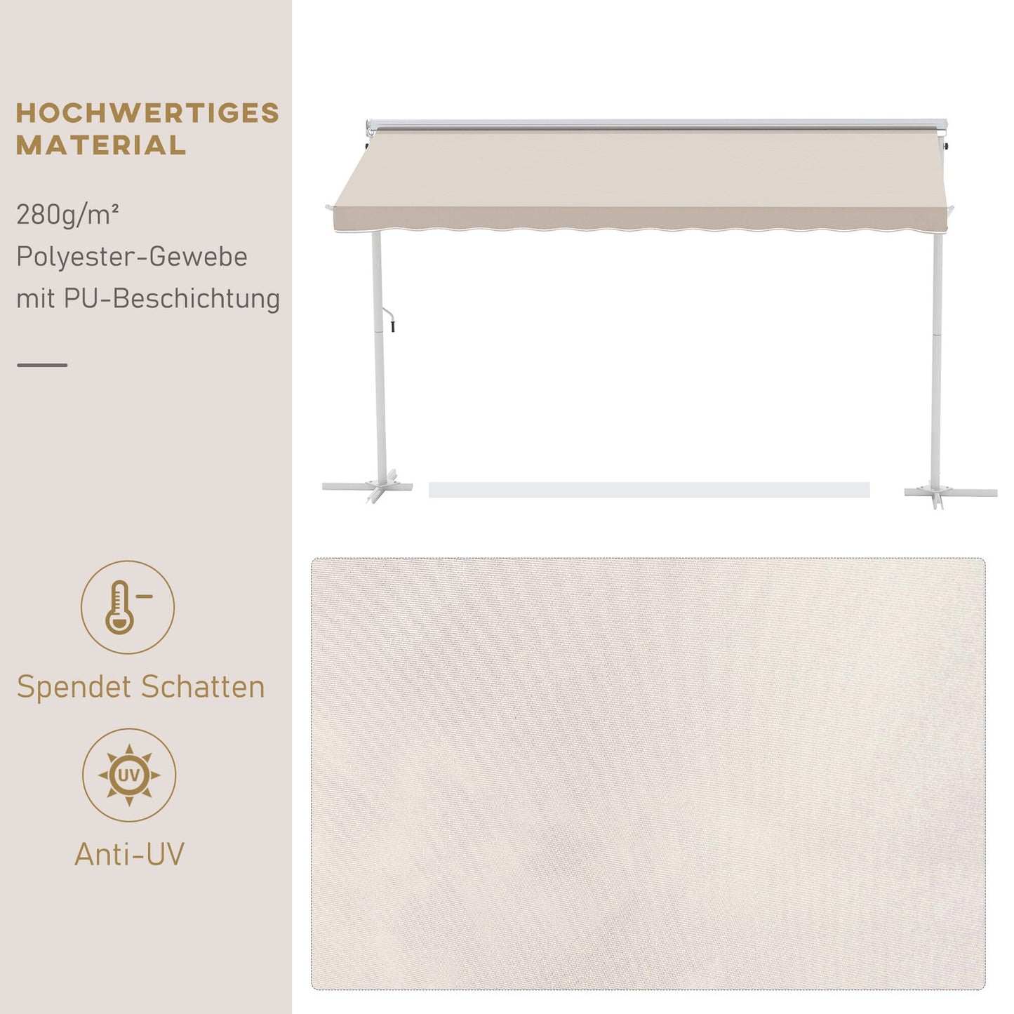 Folding garden awning 4x3M Beige - Sun and weather protection