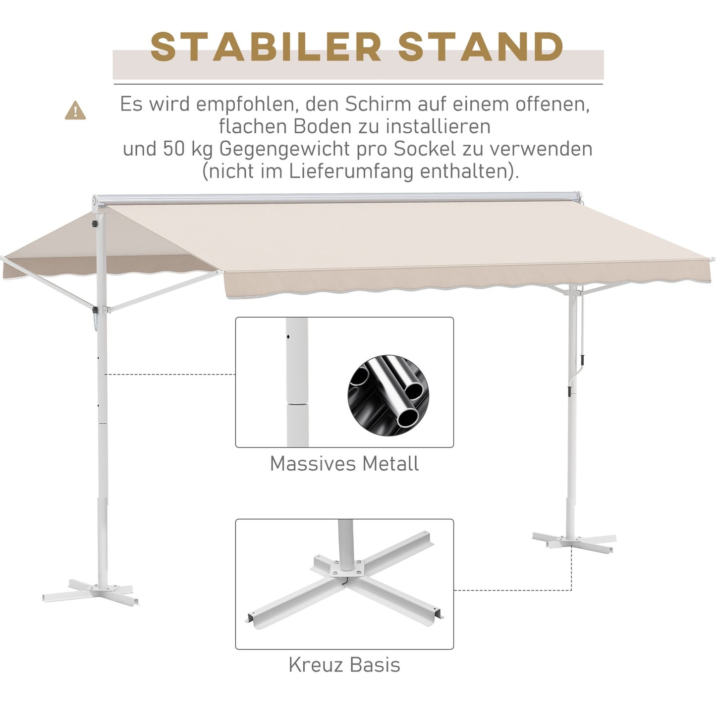 Folding garden awning 4x3M Beige - Sun and weather protection