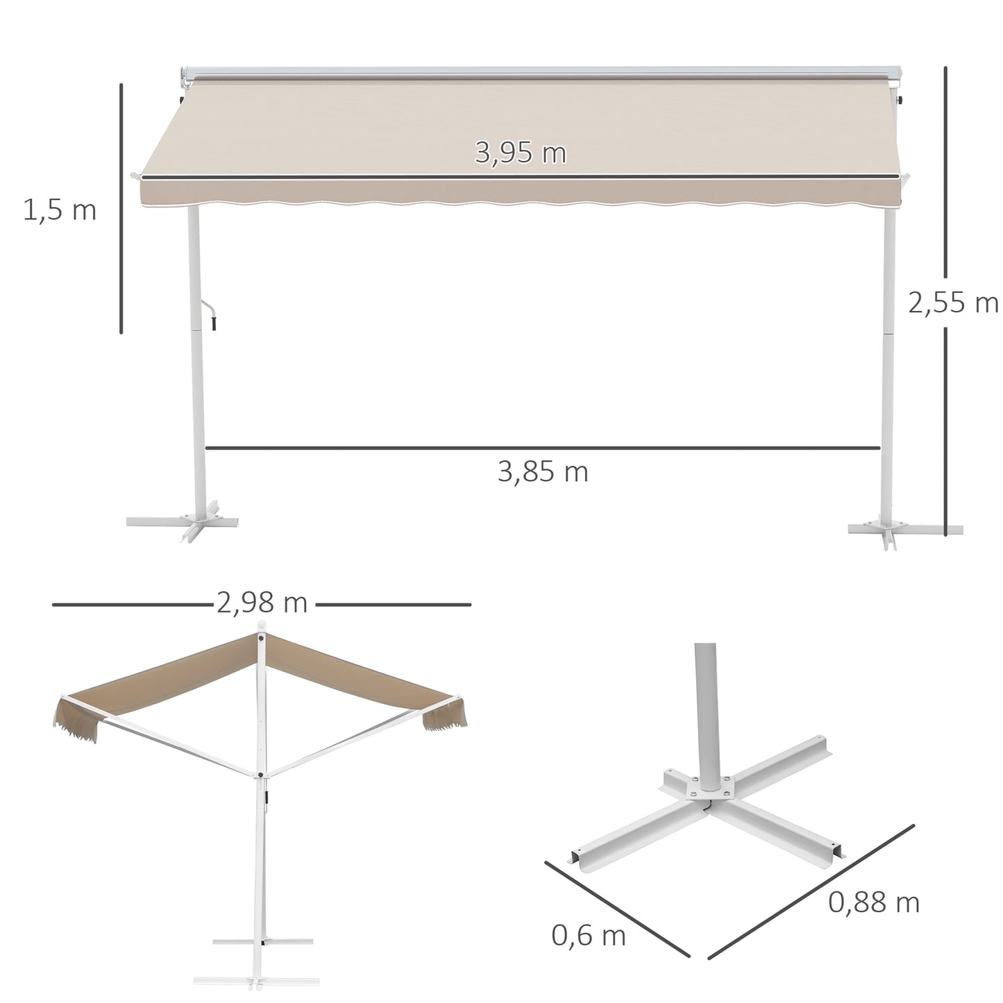 Folding garden awning 4x3M Beige - Sun and weather protection