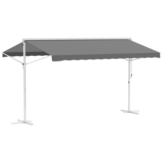 Patio Garden awning with folding arm, 4.5x3.4M, Grey