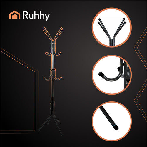 Standing Clothes Rack, Black Metal, 170cm, 3 Levels