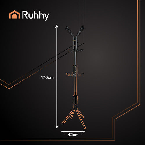 Standing Clothes Rack, Black Metal, 170cm, 3 Levels